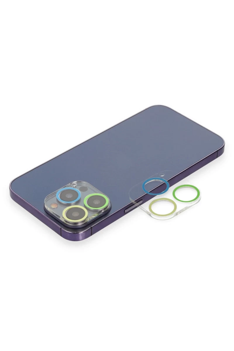 Apple iPhone 13 Pro Max Uyumlu Renkli Kamera Lens Koruma Cam - Yeşil-Sarı
