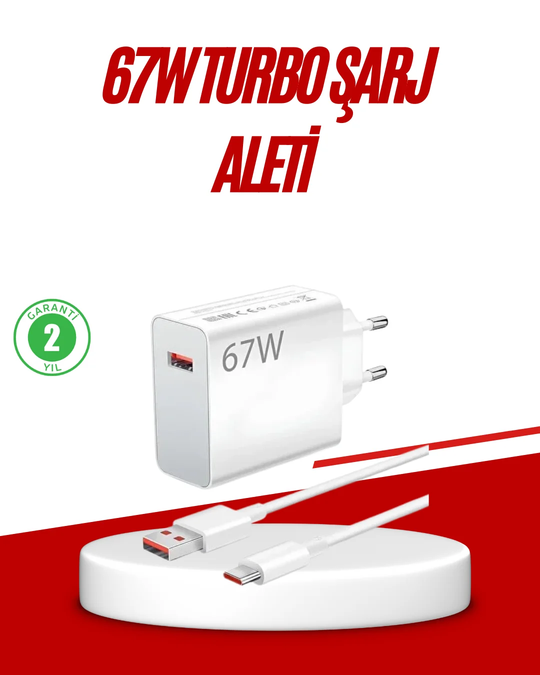 67 Watt Type C Hızlı Şarj Cihazı Huawei P30 P40 Mate 20 Pro Uyumlu