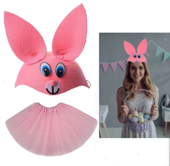 Sevimli Pembe Tavşan Kostümü 2 Parça Set
