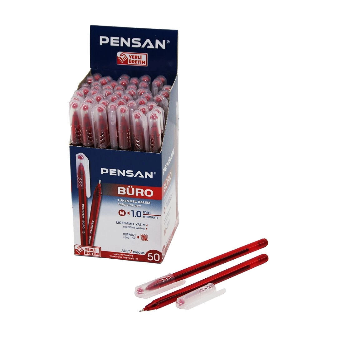 Kırmızı Tükenmez Kalem 50 Adet M-Medium 1.0mm Uç