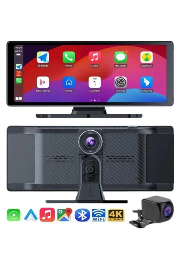 4K Ultra Araç İçi Ön ve Arka Kameralı Ekran HD 2 Kameralı Torpido Üstü Araç Multimedya
