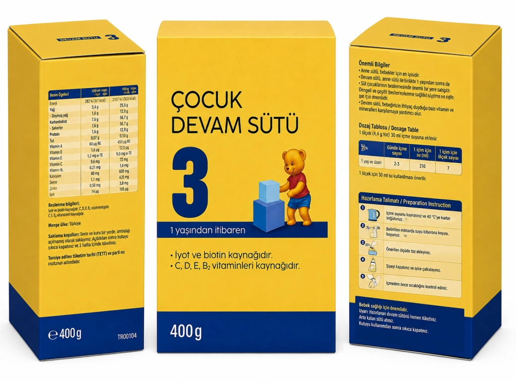 Devam Sütü 3 400 Gr Bebekler için Besleyici