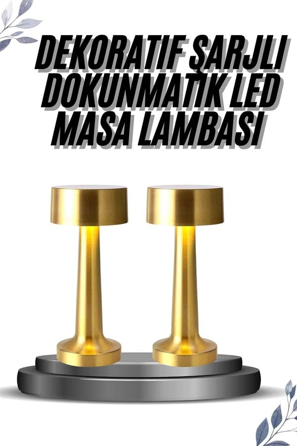Şık Dokunmatik Kablosuz Masa Lambası Altın Renk 1 Adet