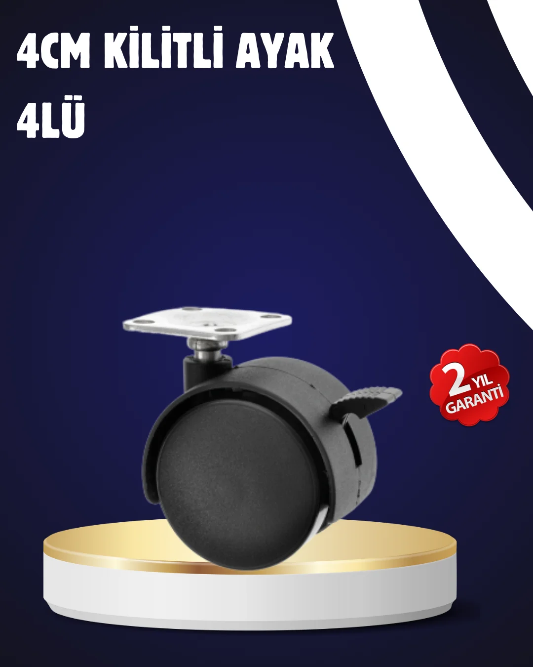 4’lü Kilitli Tekerlek Ayak 4 cm Sessiz ve Dayanıklı
