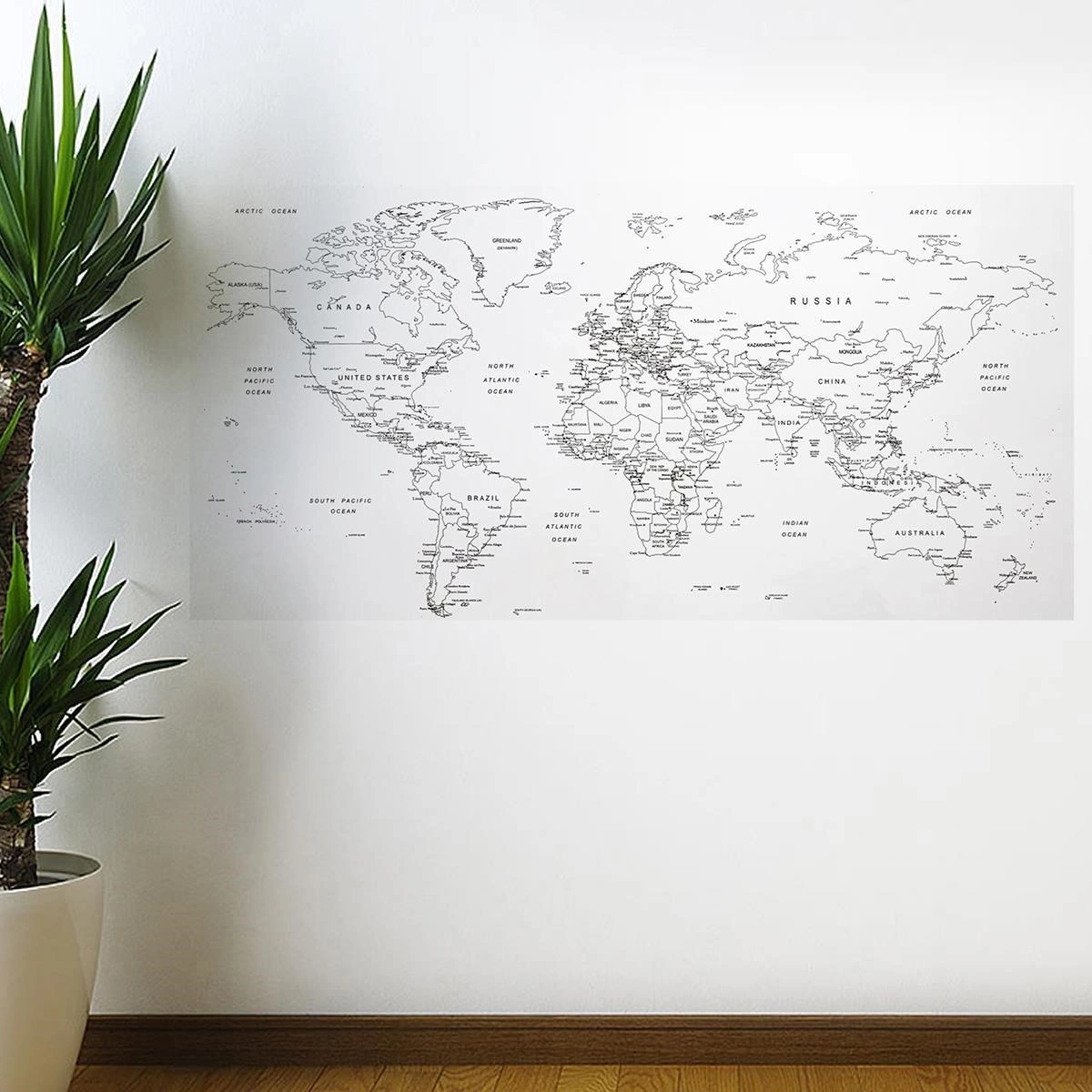 Manyetik Yazılabilir Dünya Haritası 110 x 56 cm Ofis Dekoru