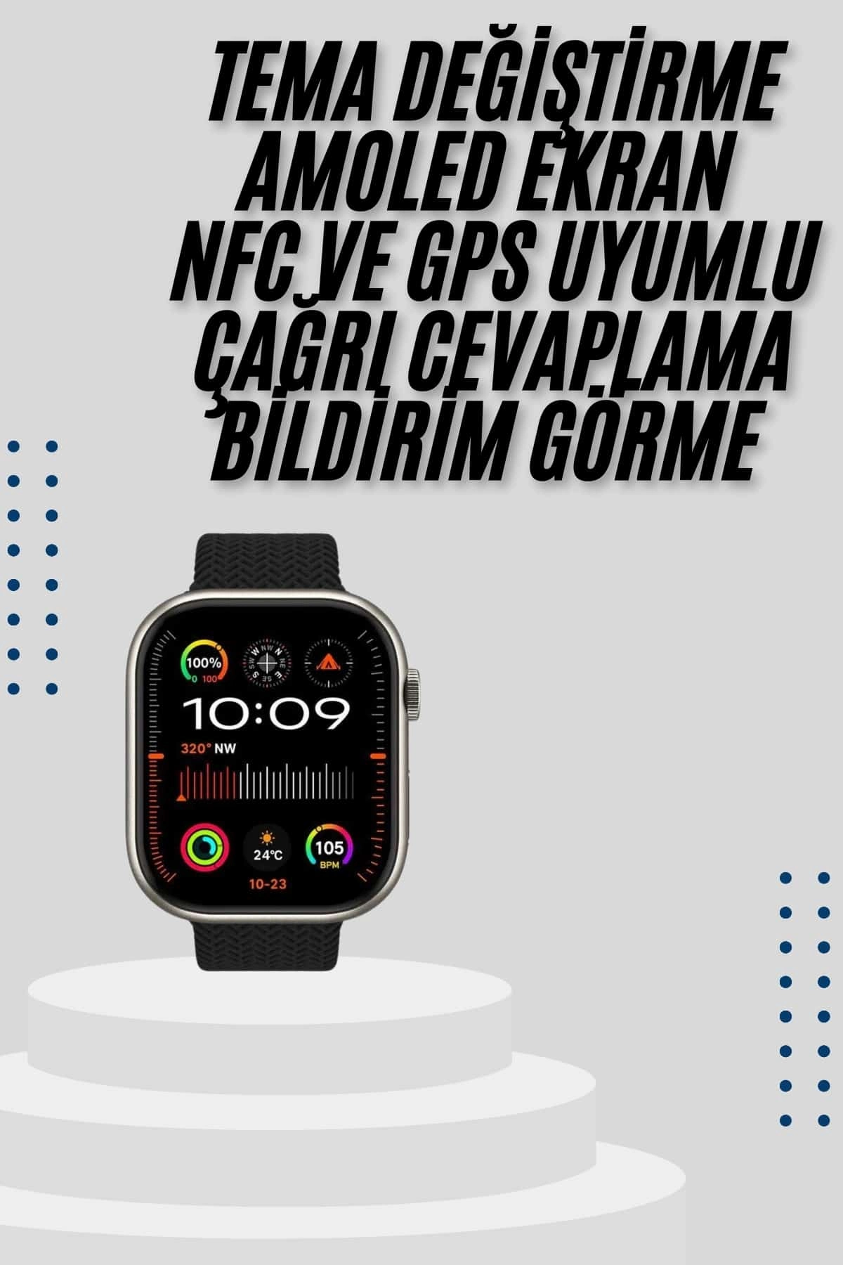 Aktif Yaşam Destekli Akıllı Saat GPS Uyumlu Silikon Kayışlı