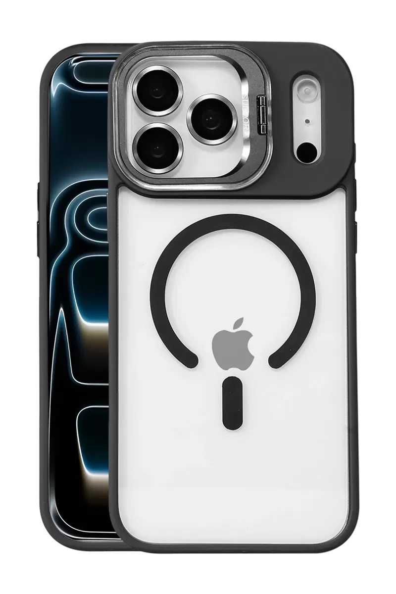 Joko Apple iPhone 17 Pro Uyumlu Remim Lensli Magsafe Standlı Kapak - Siyah