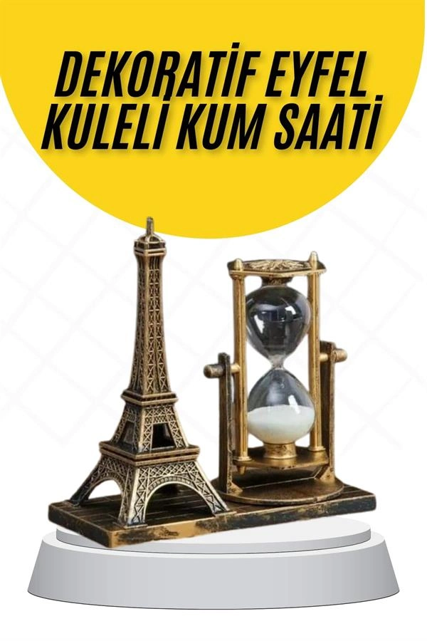 Vintage Tarzı Dekoratif Kum Saati ve Eyfel Kulesi Masa Süsü