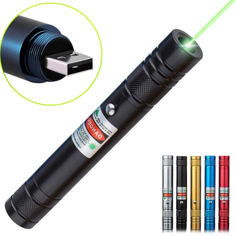 100MW Desen Başlıklı USB Şarjlı Yeşil Lazer Pointer