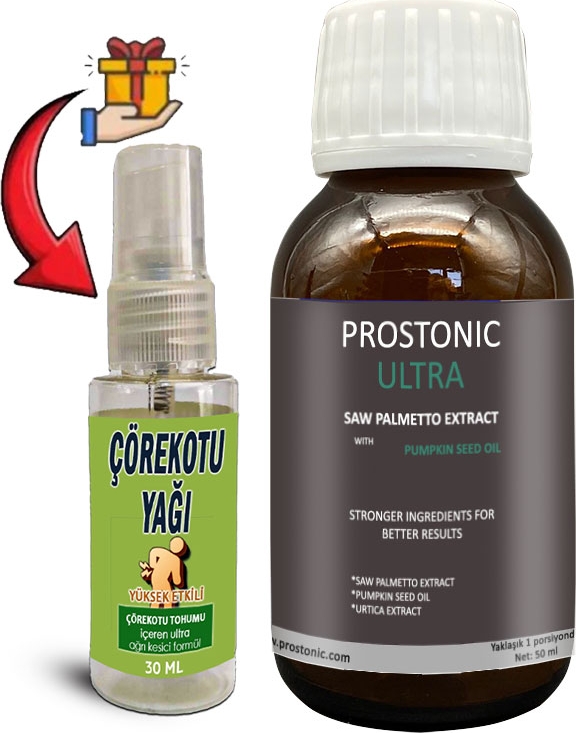 Prostonic Ultra: 1 Adet Erkeklere Sawpalmettolu Kabak Çekirdeği Ekstratlı 50 ml Şurup + 30 ml Çörek Otu Masaj Yağı
