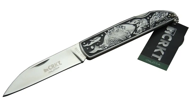 CR 0102 Kamp Çakı 20 cm - Balık Desenli Metal Sap, Kılıflı, Kutulu
