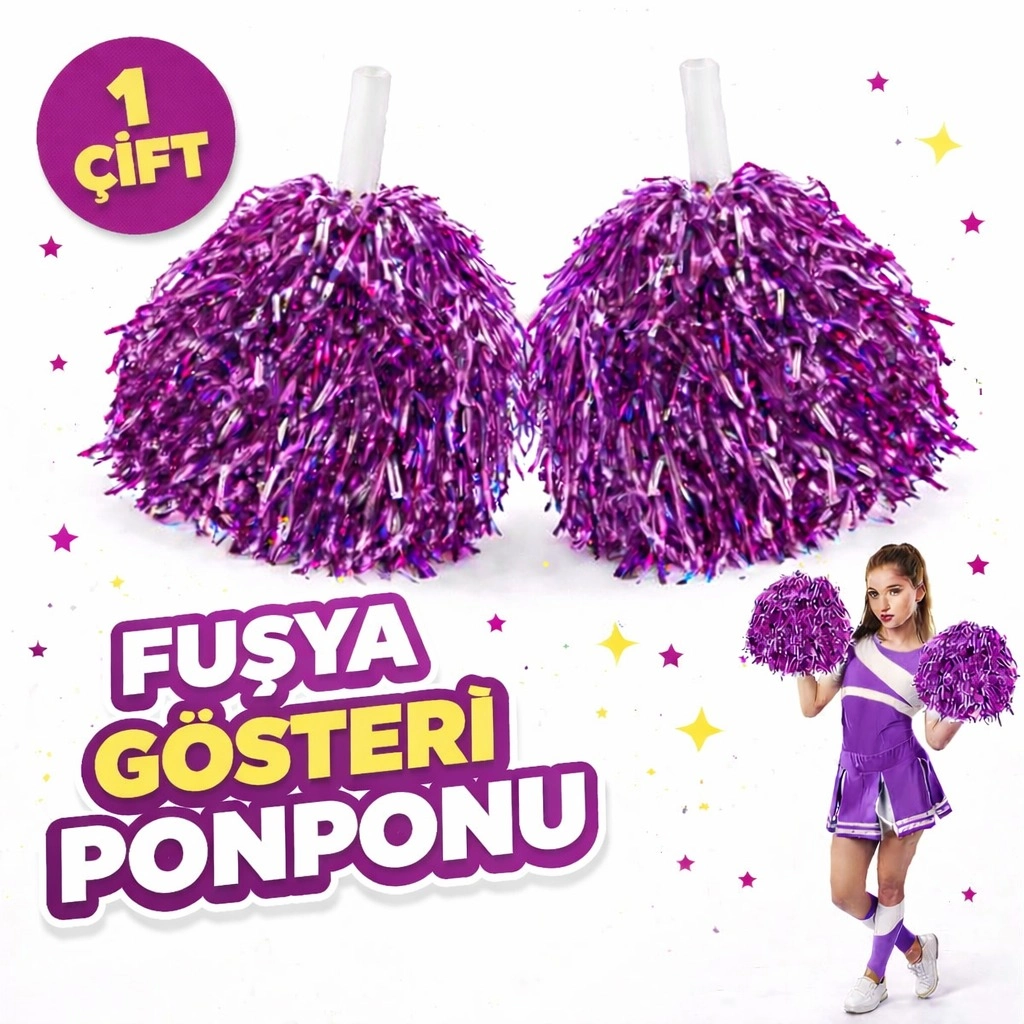Fuşya Renkli 23 Nisan 19 Mayıs 29 Ekim Ponponlar 2 Adet