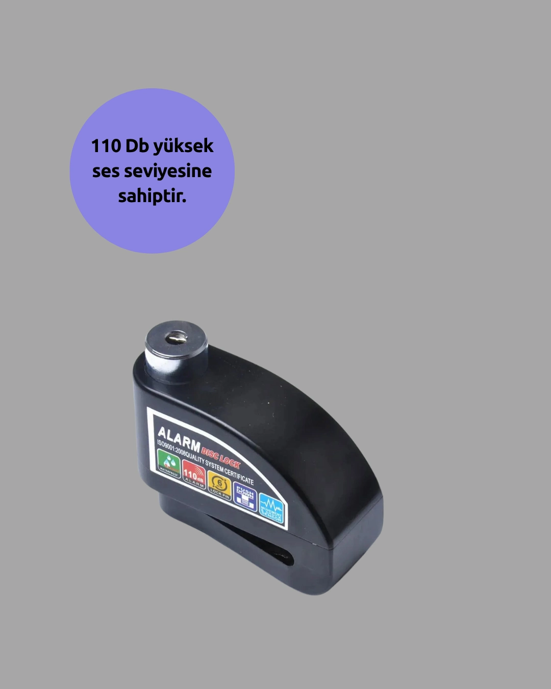 Çelik Disk Kilidi 110dB Su Geçirmez Alarmlı Model