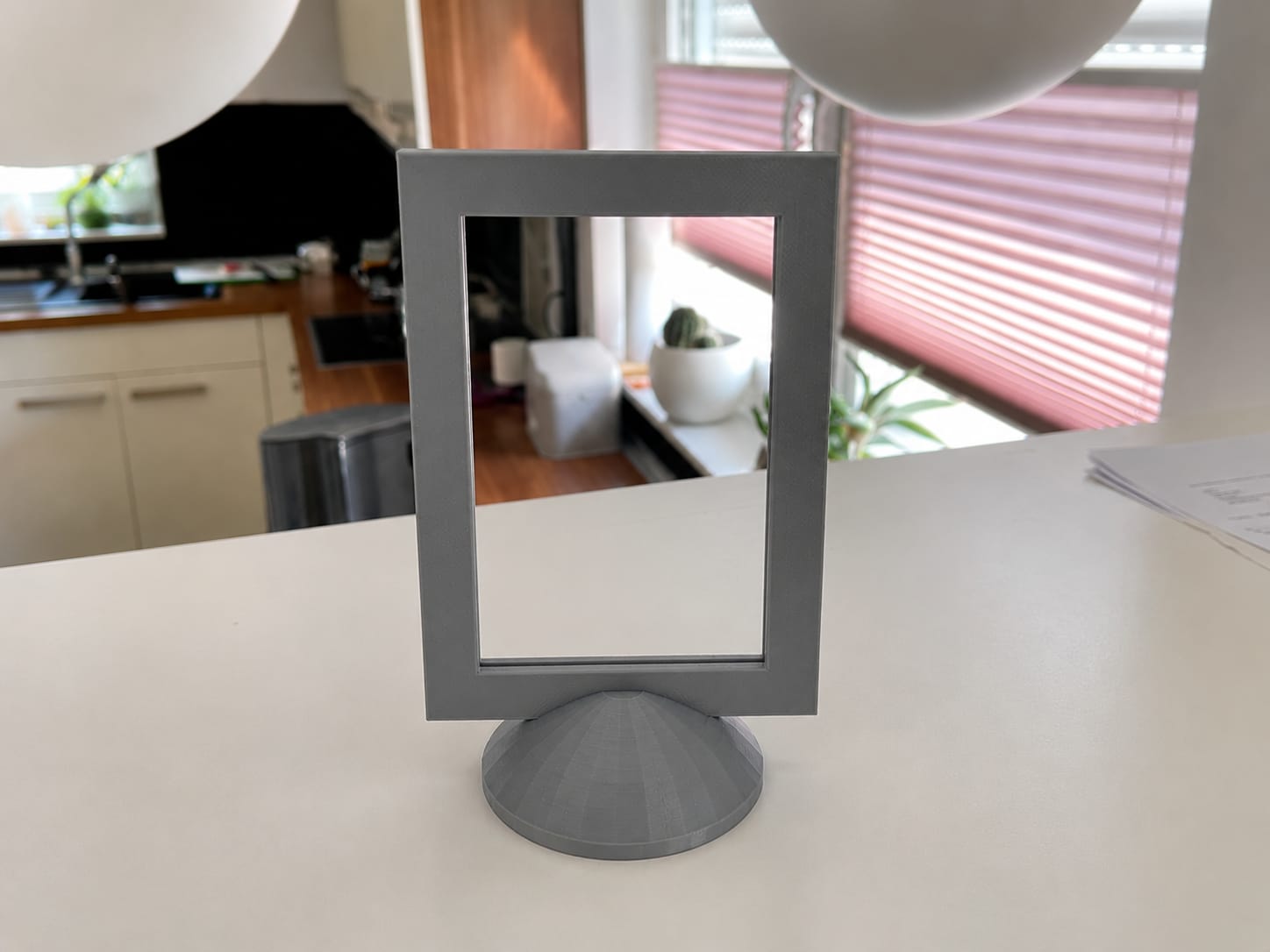 3D Baskı Modern Fotoğraf Çerçevesi - Masaüstü ve Raf Üstü Dekoratif Resimlik-Gri