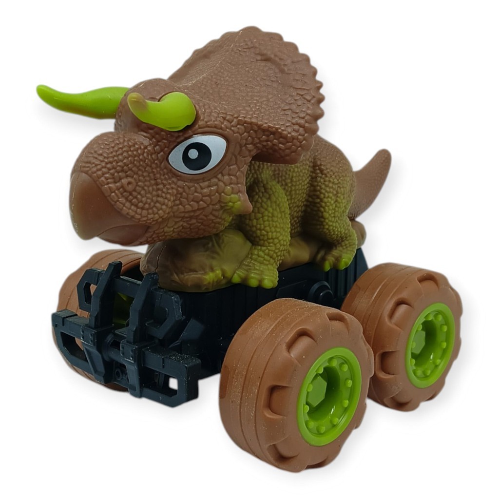 Sürtmeli Dinazor Arabalar 12 cm - H-20 - Triceraptors -Kahverengi