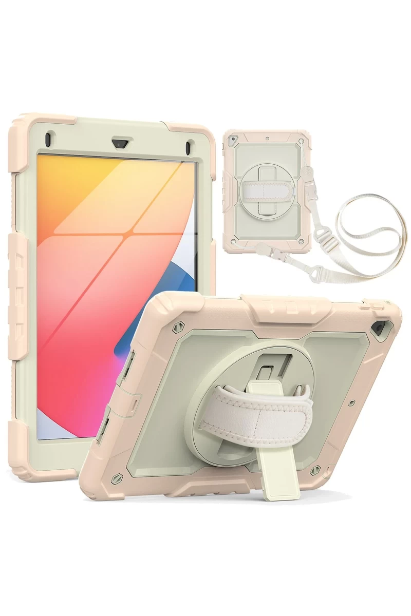 Apple iPad 5 Air 9.7 Kılıf Strap New Tablet Kapak - Pembe