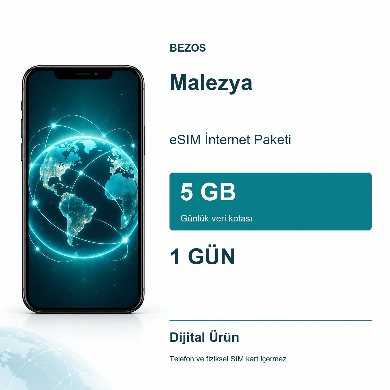 Malezya eSIM İnternet Paketi Günlük 5 GB 1 Gün