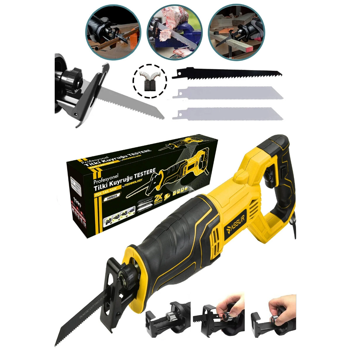 Elektrikli Testere 230V 0-2800 RPM Sarı Tilki Kuyruğu