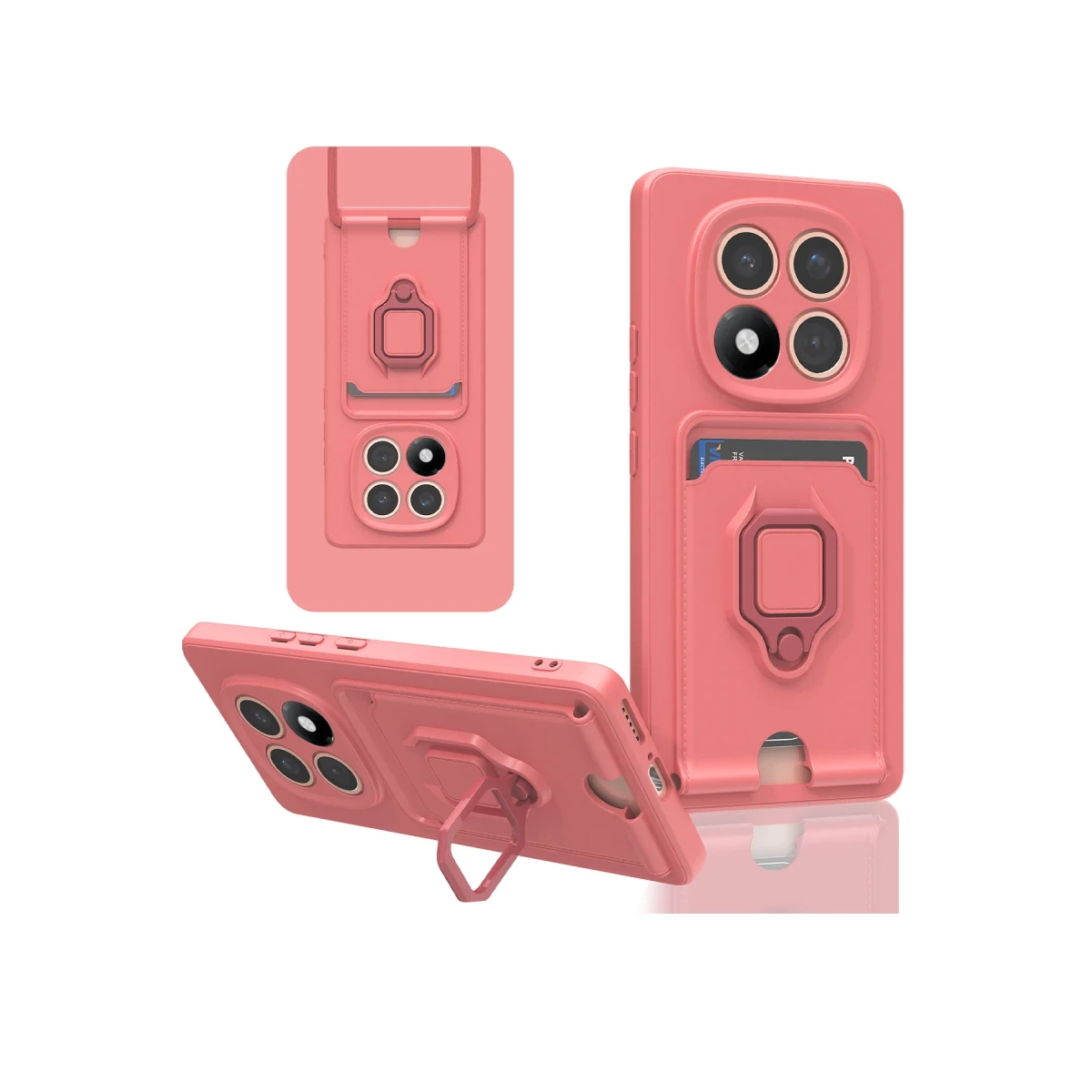 Xiaomi Redmi Note 14 Pro Plus Kılıf Zuma Kartvizitli Yüzüklü Silikon - Pembe