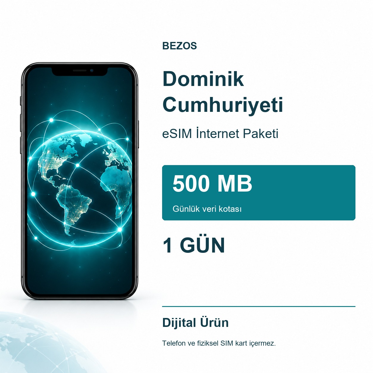 Dominik Cumhuriyeti eSIM İnternet Paketi Günlük 500 MB 1 Gün