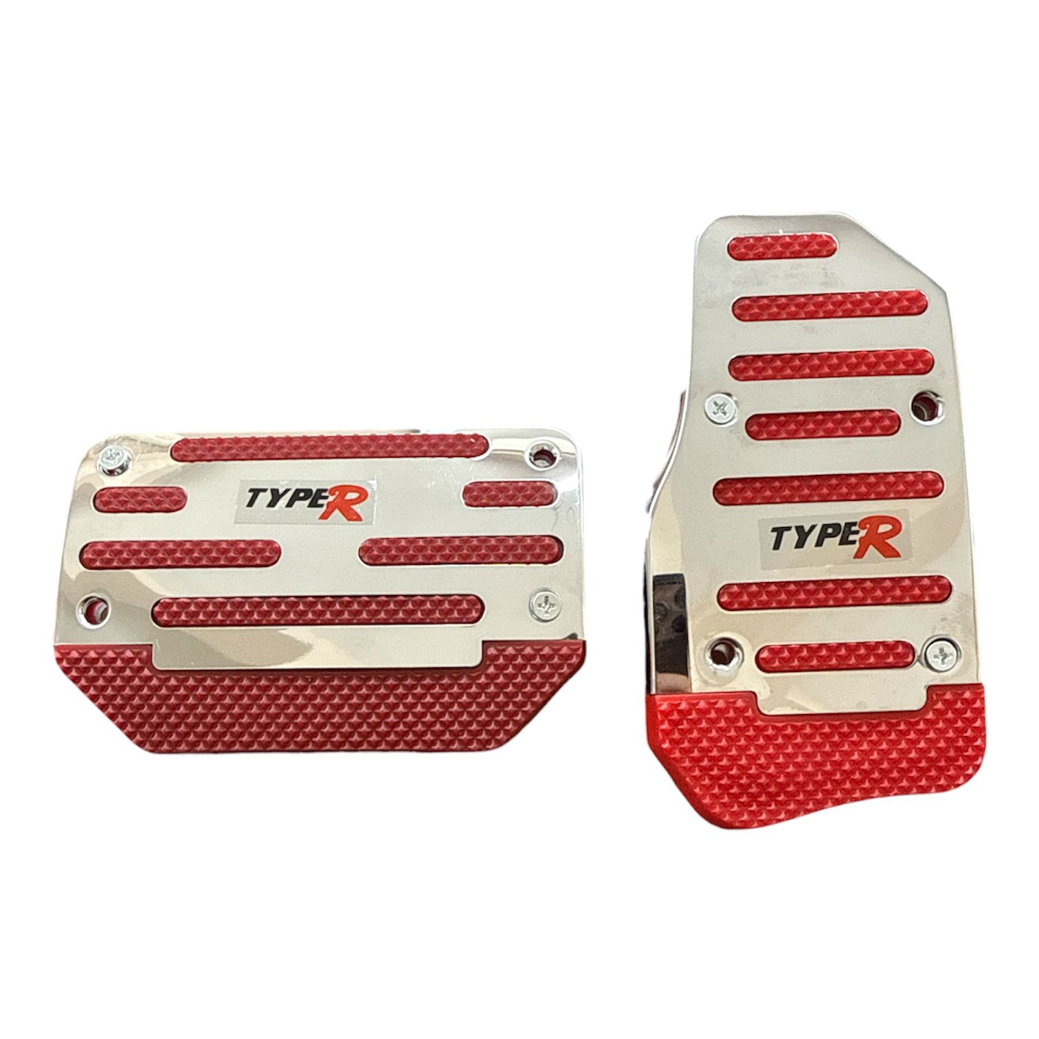 Universal Otomatik Metal Pedal Seti 2 Parça Krom Kırmızı