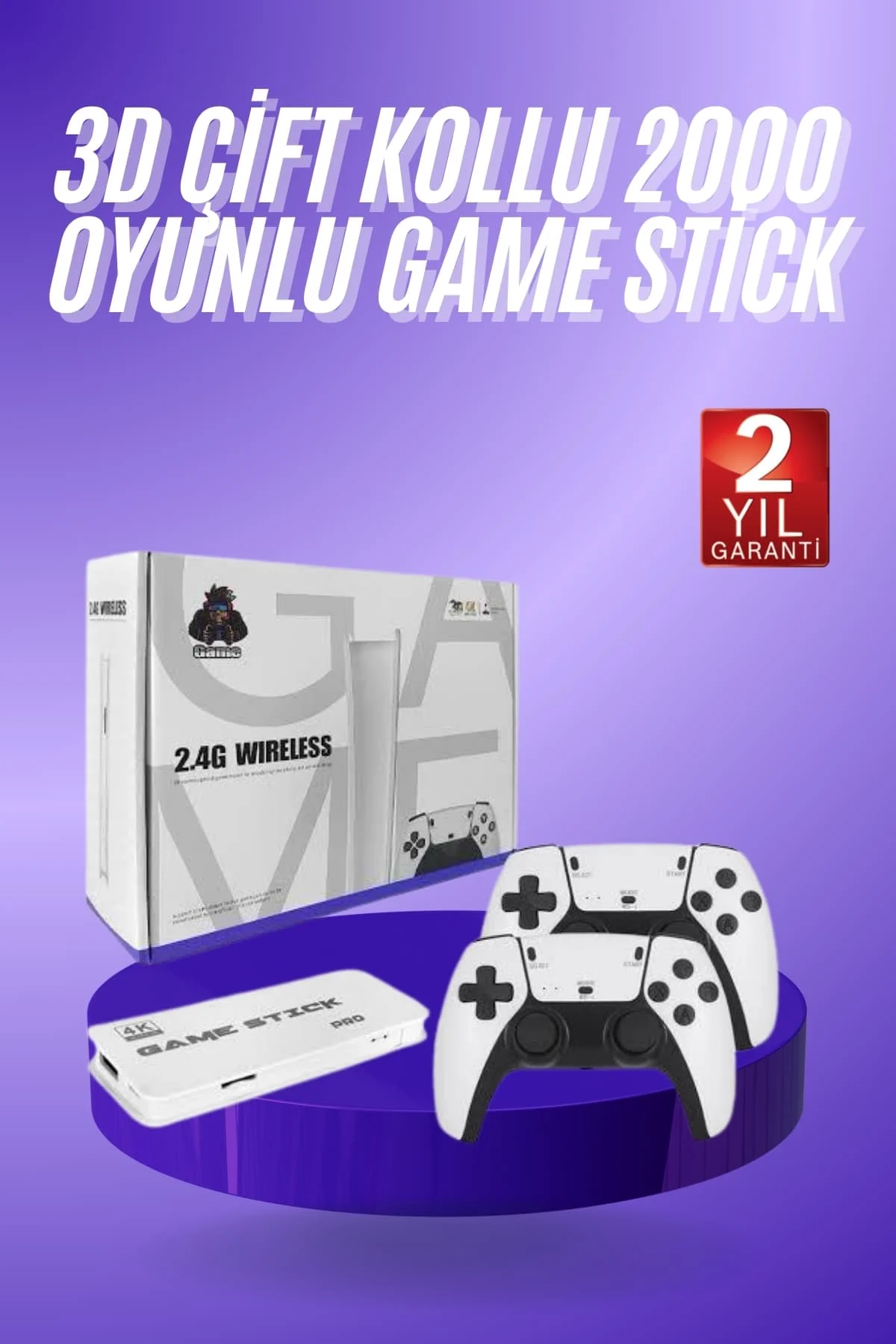 3D 4K HD 2.4G Game Stick 4K Ultra Hd Oyun Konsolu Çift Kollu