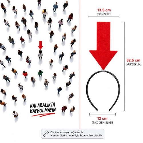 Etkileyici Kırmızı Buradayım Ok Tacı 32,5 cm Keçe
