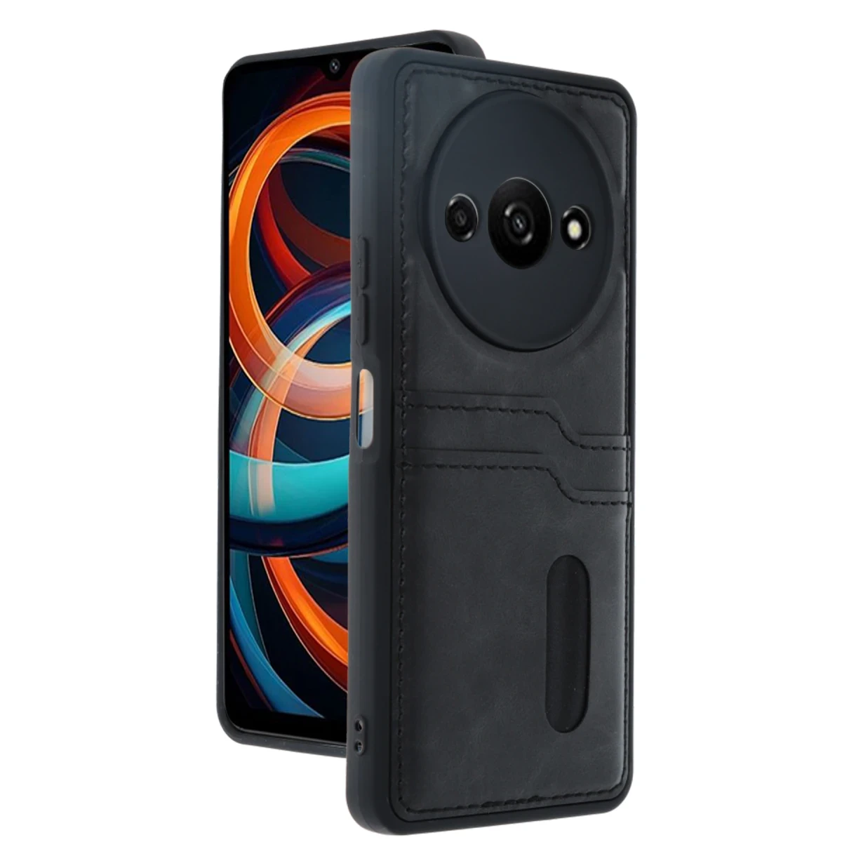 Xiaomi Redmi A3 4G Kılıf Sara Kartvizitli Deri Kılıf - Siyah