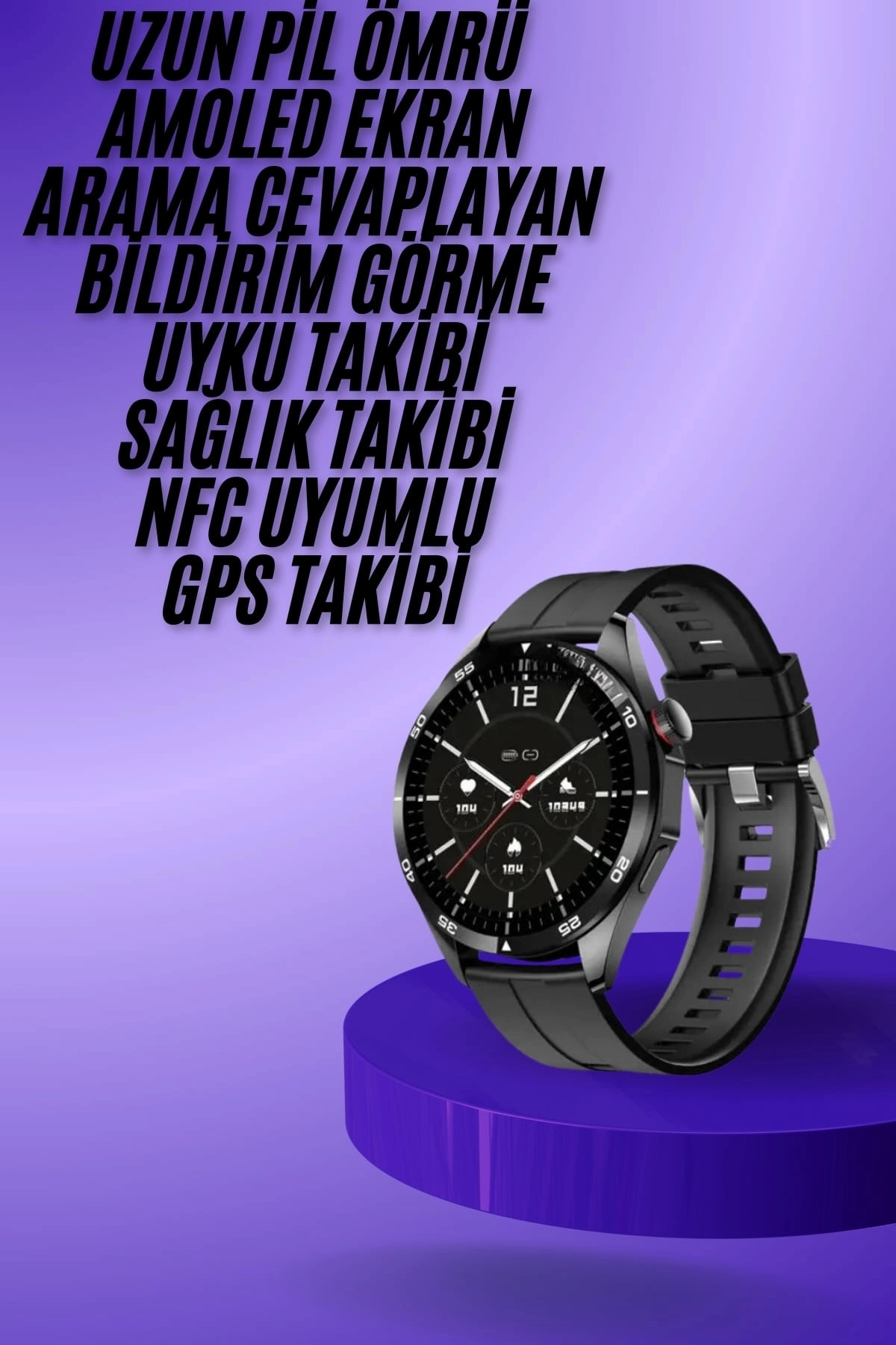 Akıllı Saat 3 Kordonlu 1.55 İnç Bluetooth Android ve iOS Uyumlu