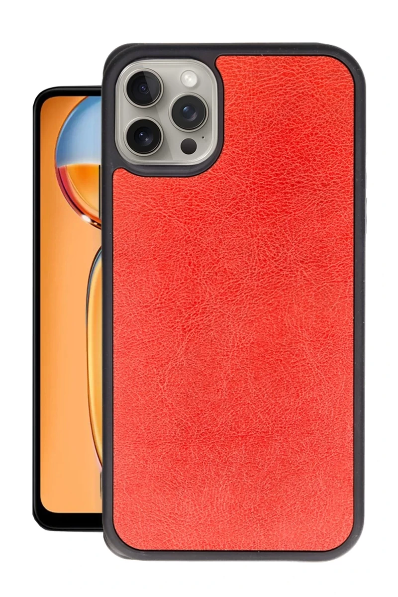 Apple iPhone 15 Pro Uyumlu Kılıf Aras Deri Kapak - Kırmızı