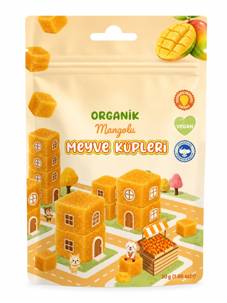 Lezzetli Organik Mangolu Meyve Küpleri 30gr