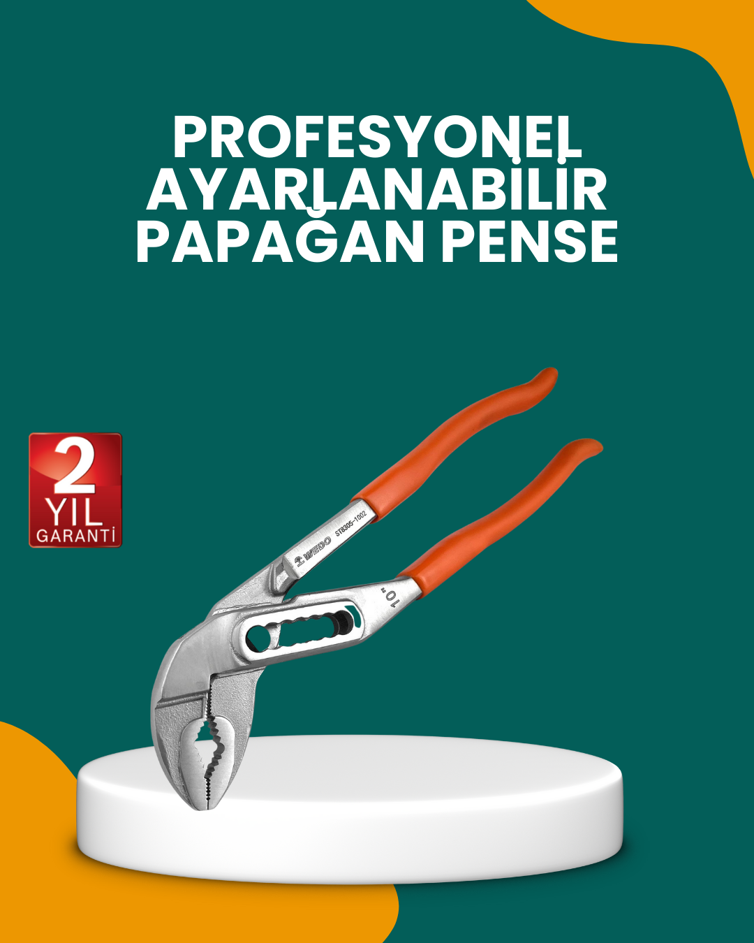Çelik Alaşımlı Ayarlı Papağan Pense Yalıtımlı Sap