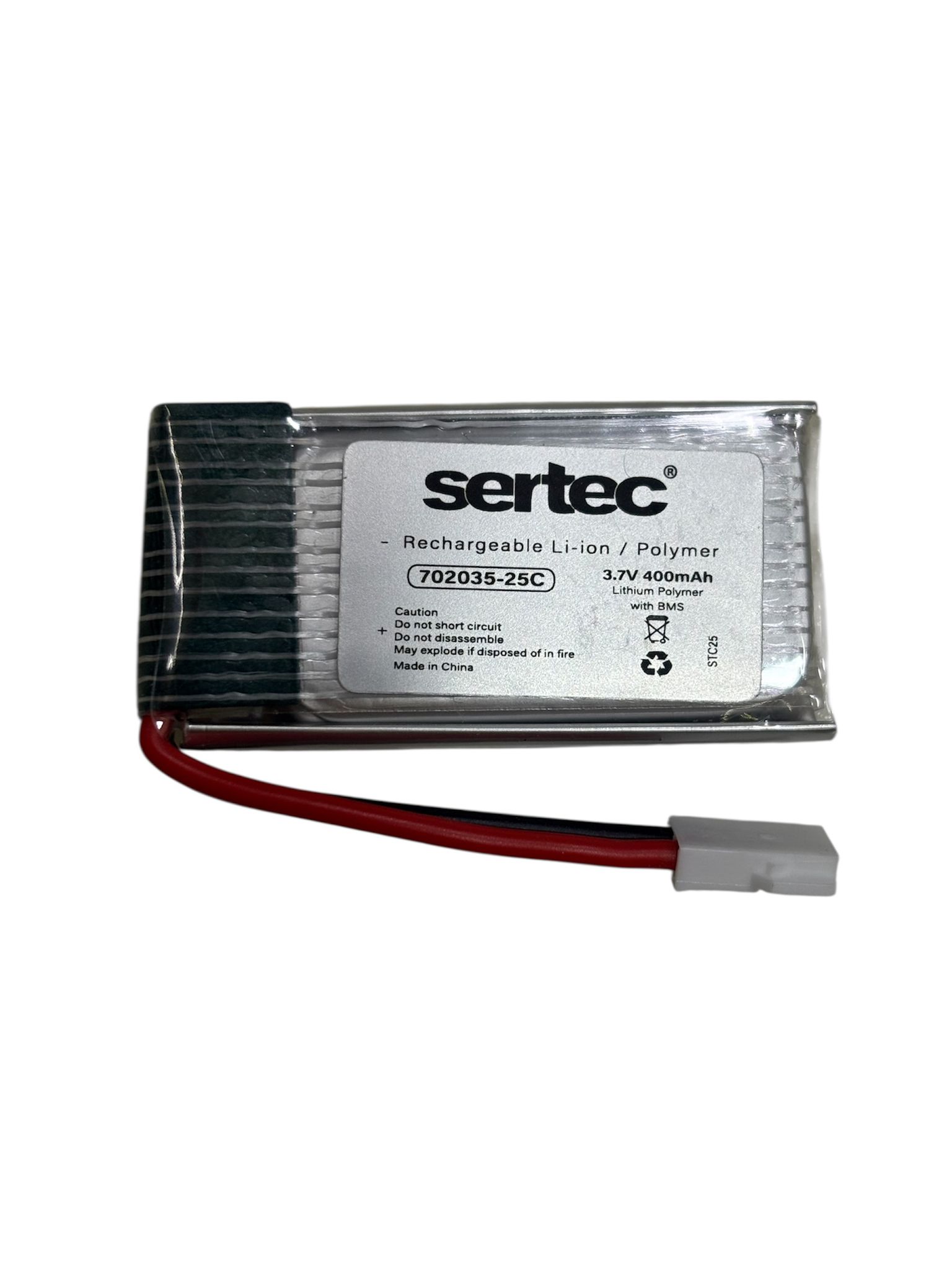 702035 3.7V 400mAh 25C BEYAZ SOKET Drone Bataryası
