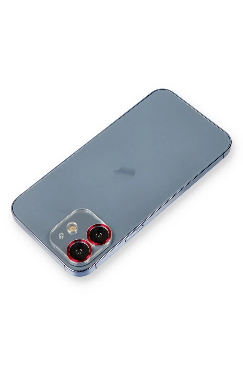 Apple iPhone 12 Uyumlu Metal Kamera Lens Koruma Cam - Kırmızı