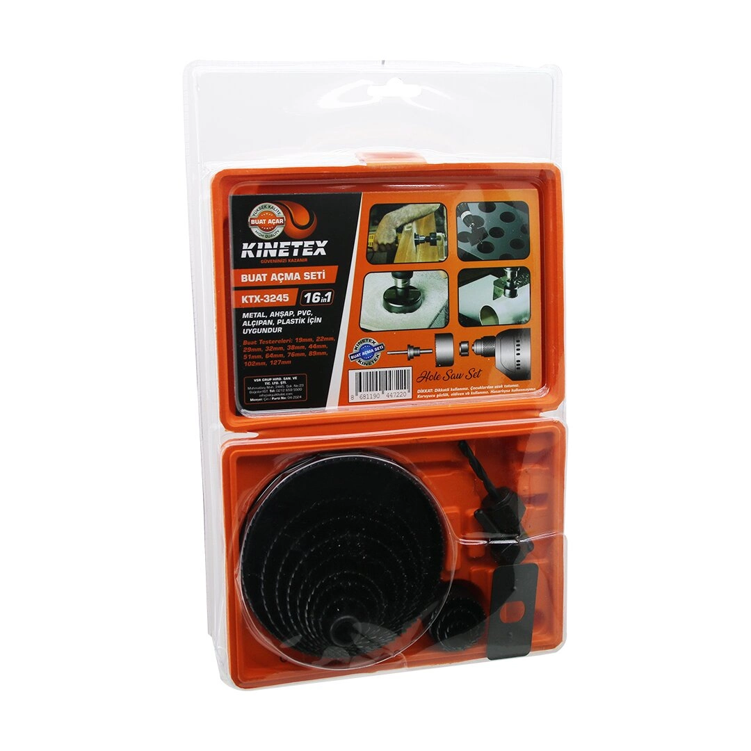 Çok Amaçlı 16'lı Panç Seti 19-127 mm Metal Ahşap PVC
