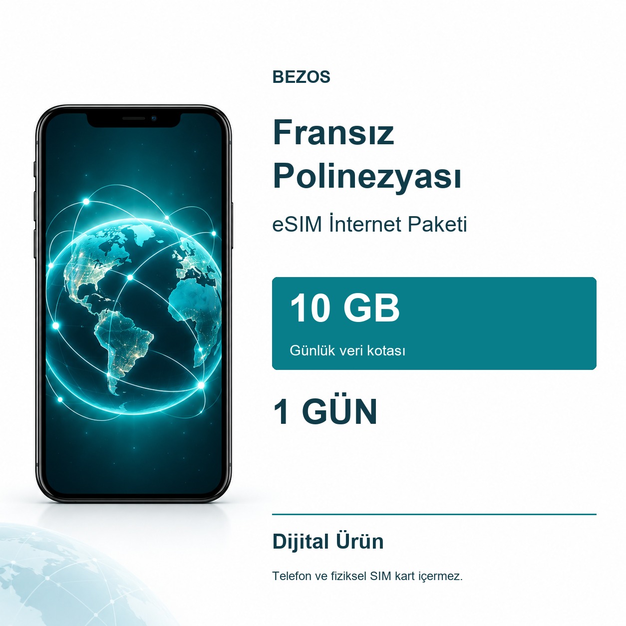 Fransız Polinezyası eSIM İnternet Paketi Günlük 10 GB 1 Gün