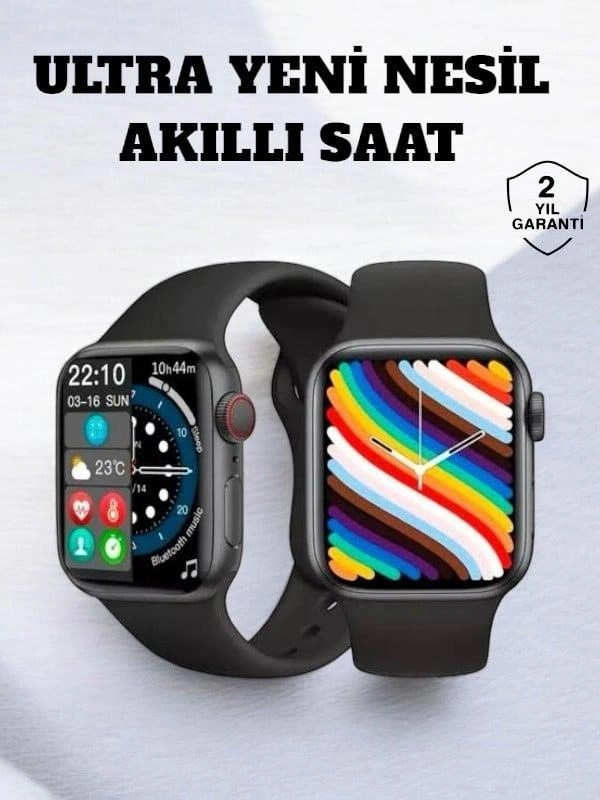 Şık Çok Fonksiyonlu Akıllı Saat 44 mm iOS ve Android Uyumlu