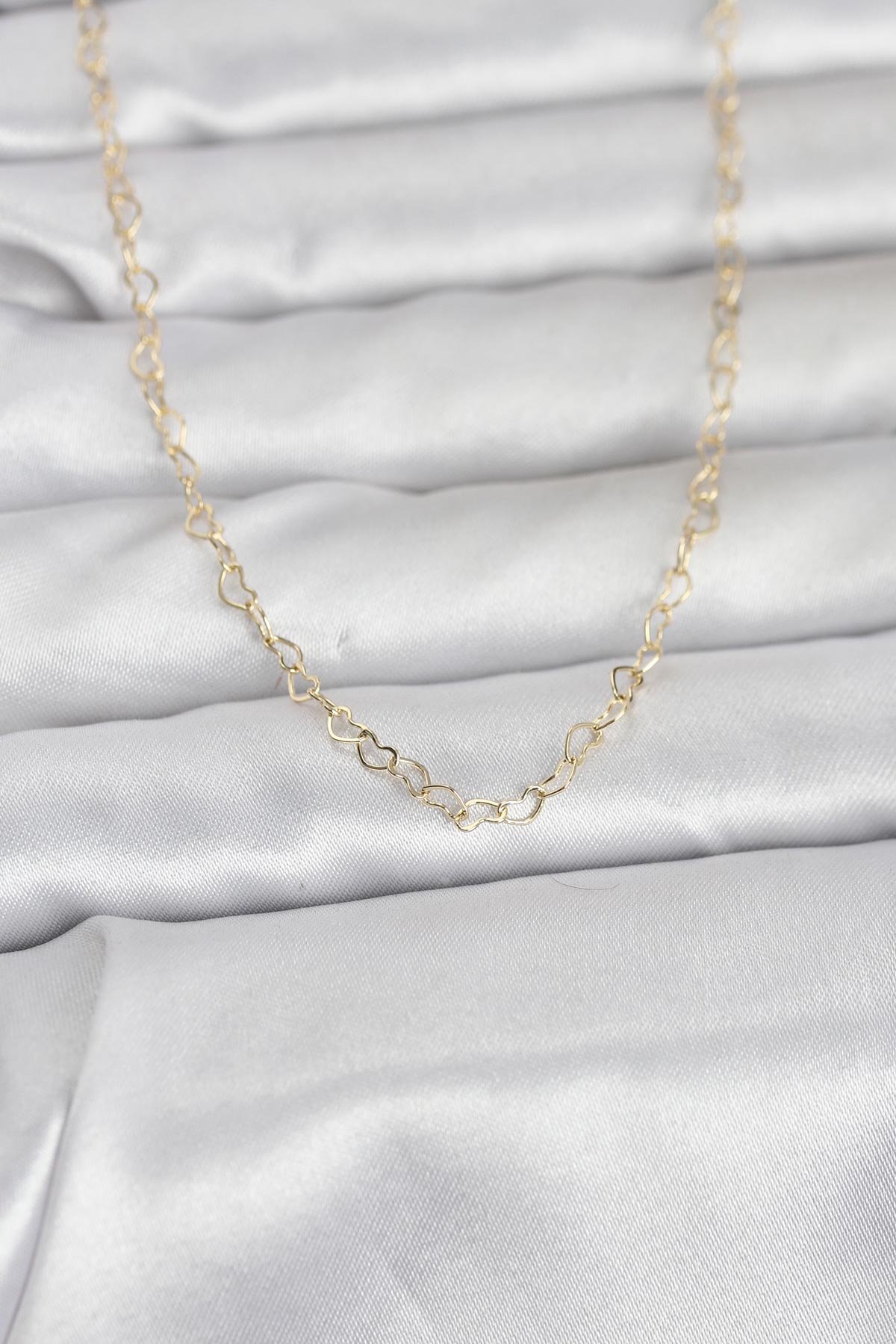 CM 14K Gold Renk Kalp Zincirli 60 cm Kadın Kolye
