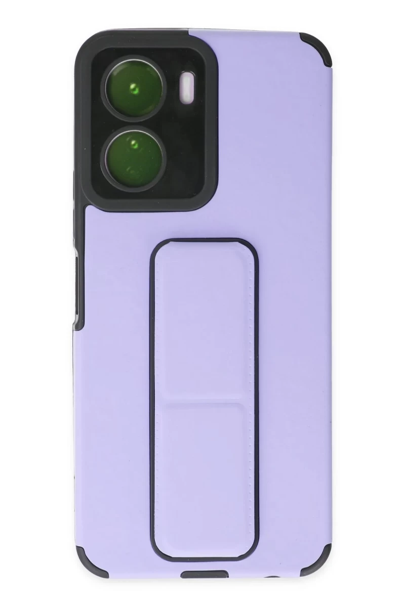 Vivo Y16 Uyumlu Kılıf Mega Standlı Silikon - Lila