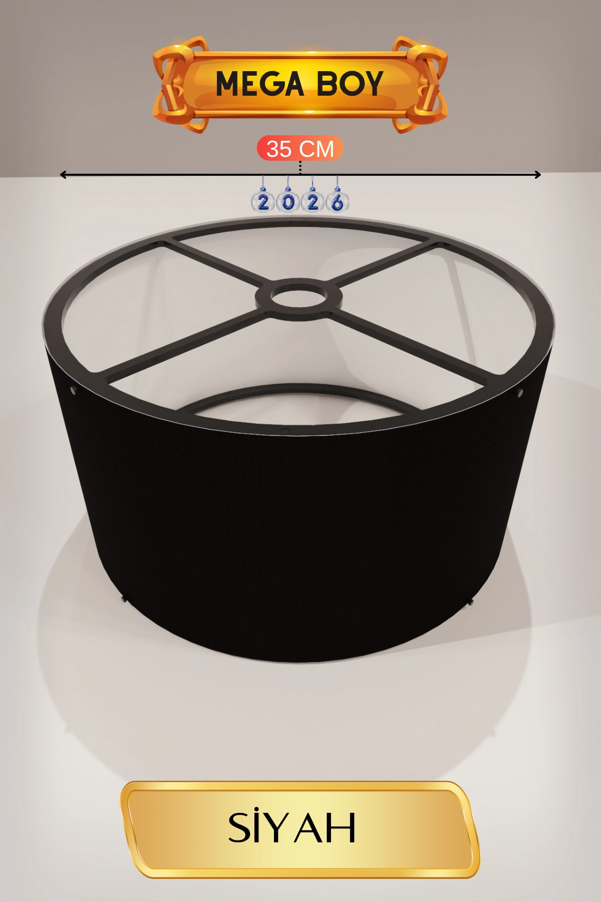 Modern Siyah Lambader Başlığı 35 cm E27 Duy Uyumlu