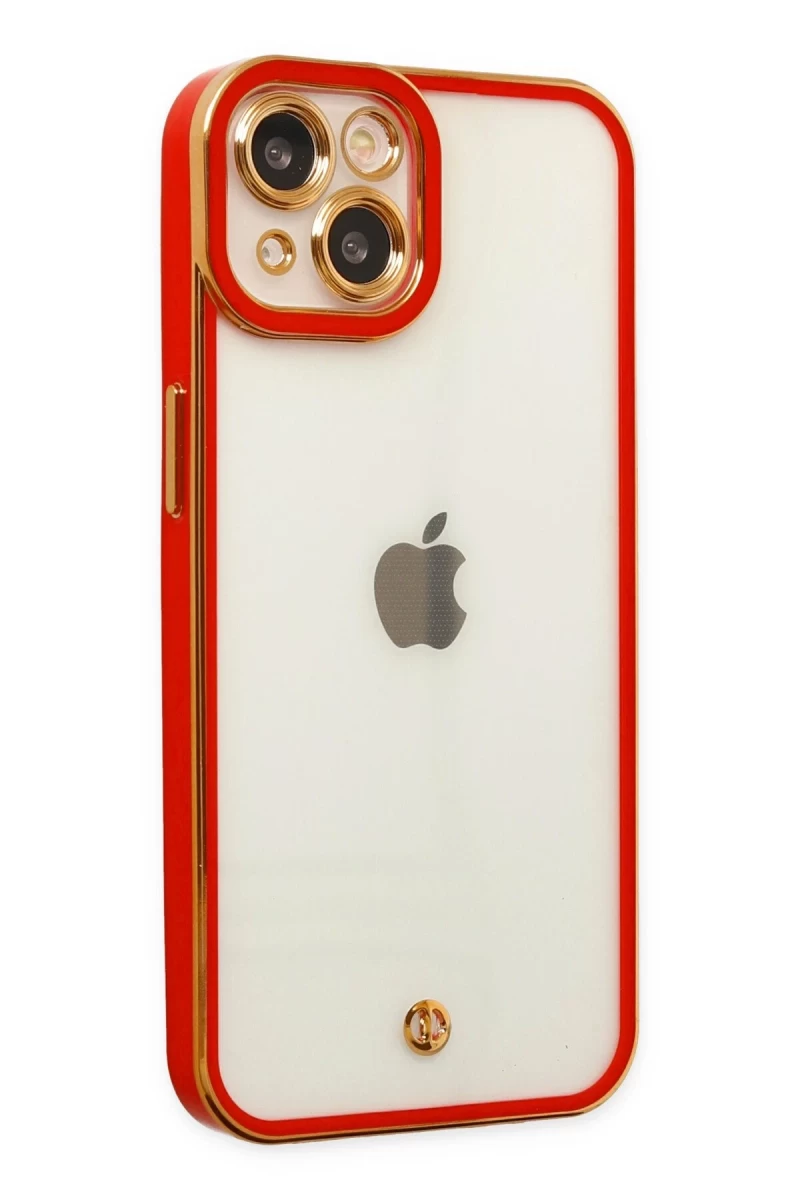 Apple iPhone 14 Plus Uyumlu Kılıf Liva Lens Silikon - Kırmızı
