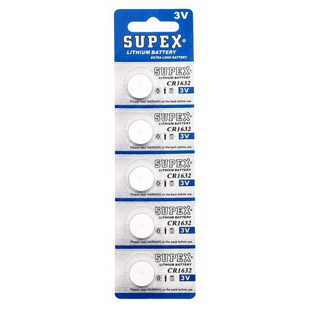 Supex CR1632 3 Volt Lityum 1632 Düğme Pil (5’li Paket)
