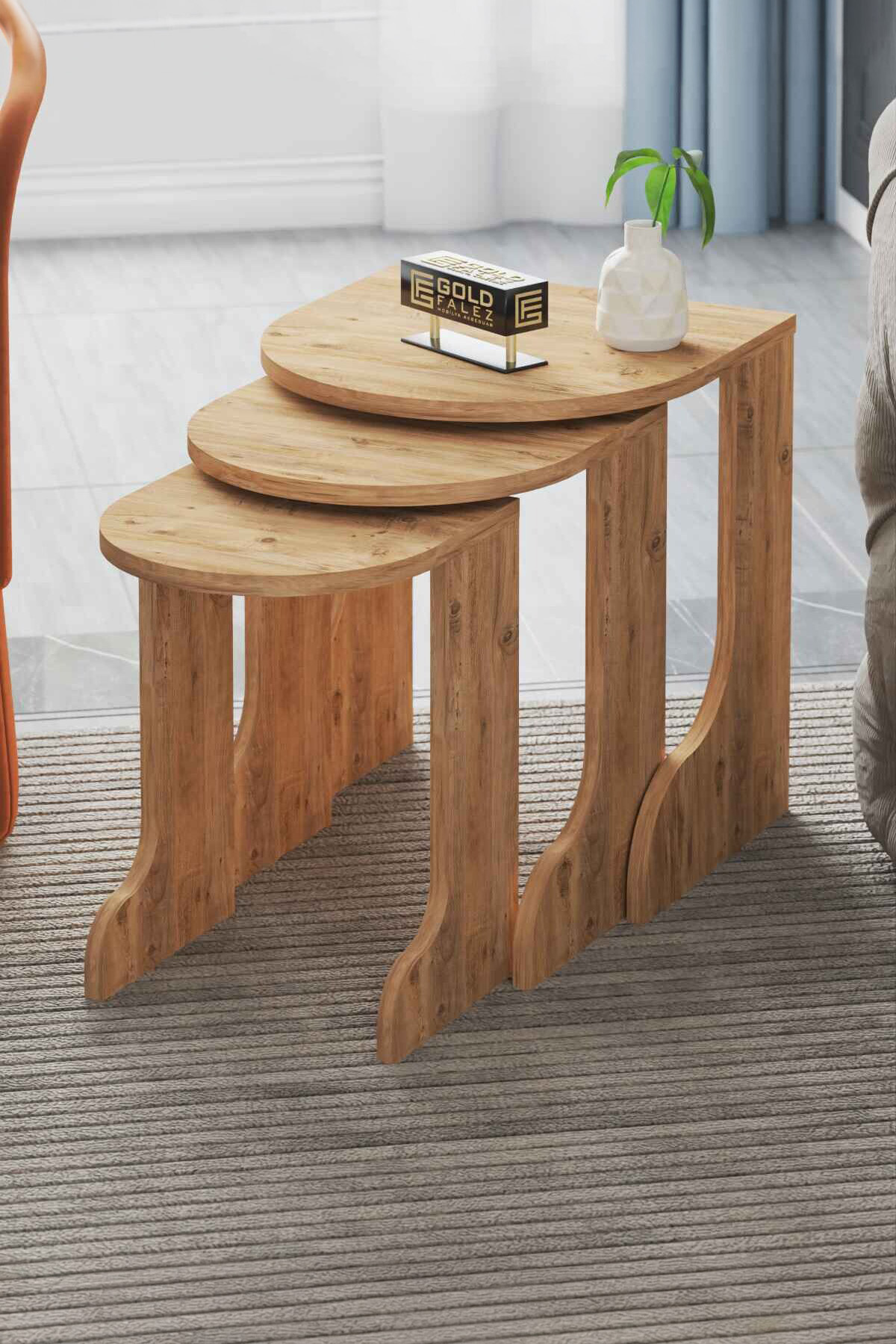 Setro Zigon Sehpa Kahverengi 3'lü