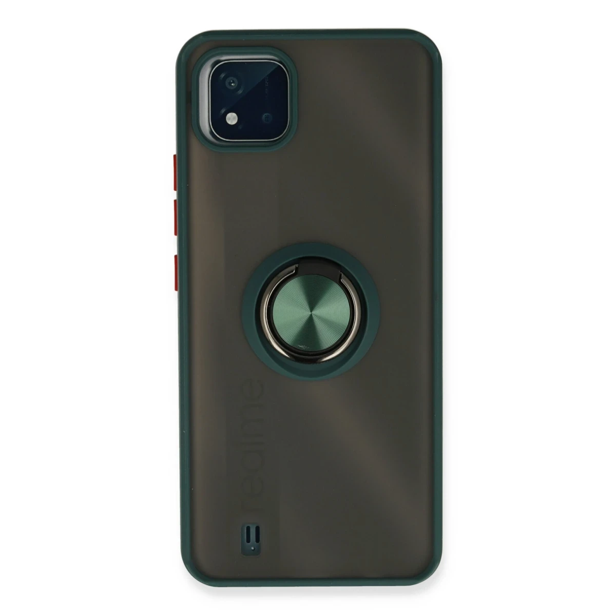 Realme C11 2021 Kılıf Montreal Yüzüklü Silikon Kapak - Yeşil