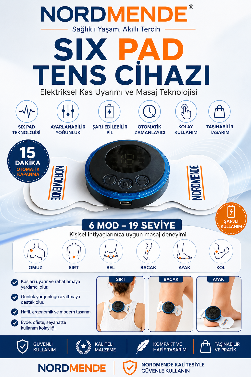 Kas Çalıştırma Six Ped Tens Cihazı