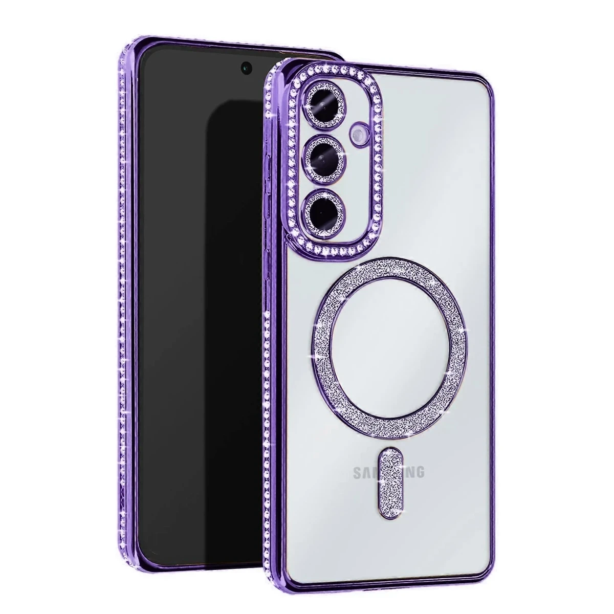 Samsung Galaxy A56 Joke Simli Magneticsafe Kılıf - Derin Mor