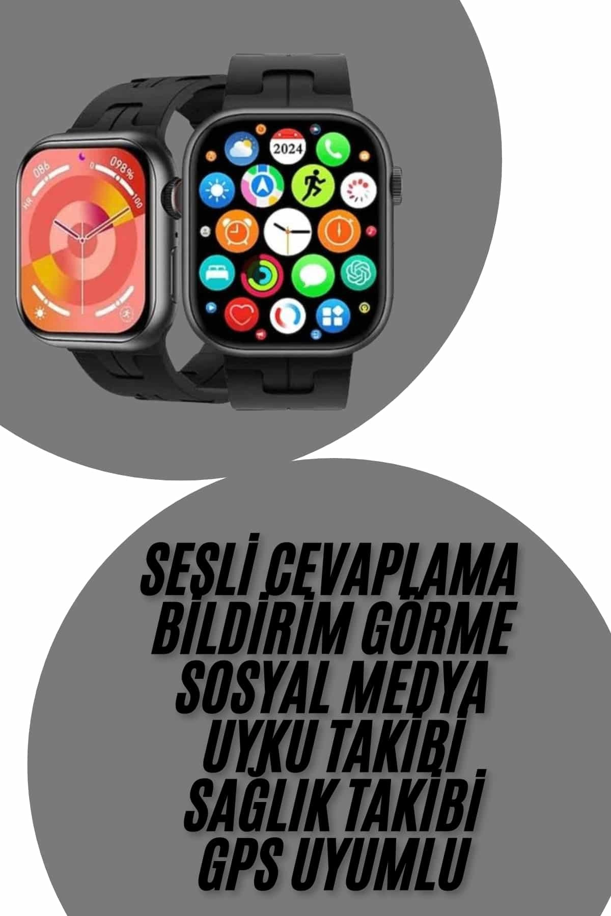 Şık Akıllı Saat Çağrı Cevaplama Müzik Kontrolü Plastik Kordon