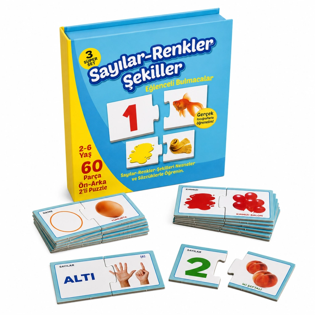 Eğlenceli Bul Sayılar Renkler Şekiller 1444 Adet Oyun Seti