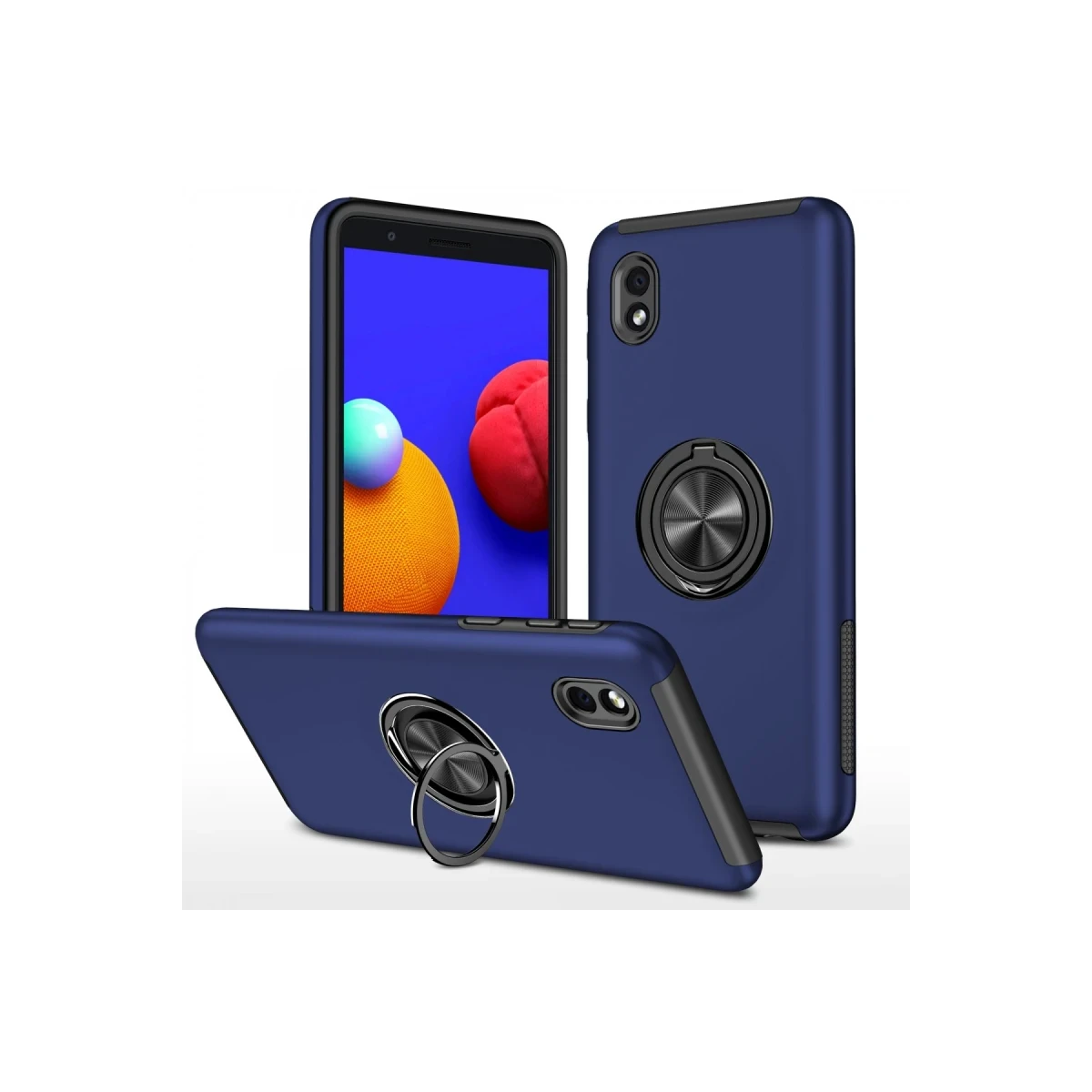 Samsung Galaxy A01 Core Kılıf Elit Yüzüklü Kapak - Lacivert