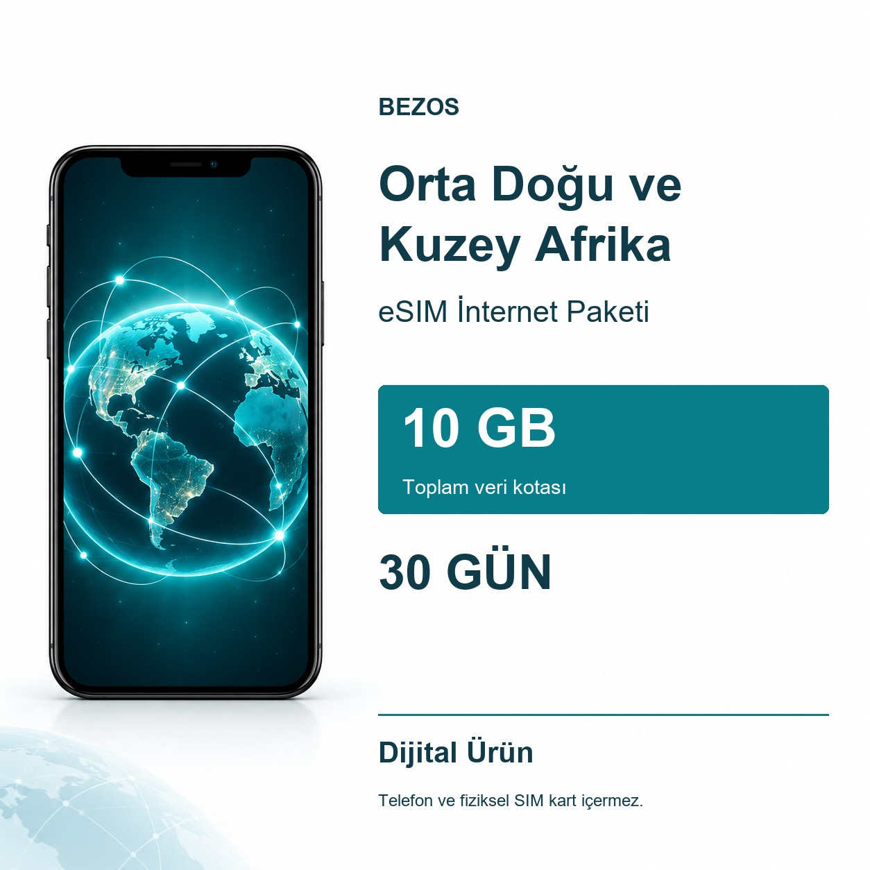 Orta Doğu ve Kuzey Afrika eSIM İnternet Paketi 10 GB 30 Gün